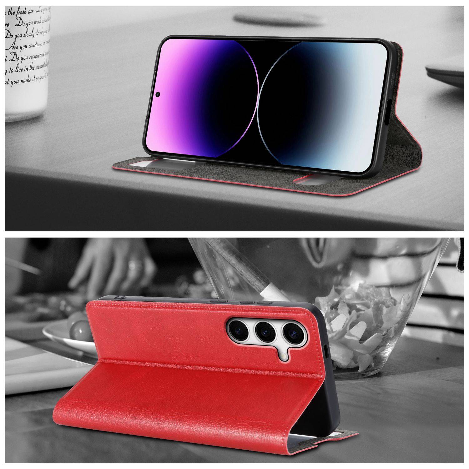 Cadorabo Schutzhülle für Samsung Galaxy S24 Hülle in Rot Handyhülle Book Case Cover Etui-4