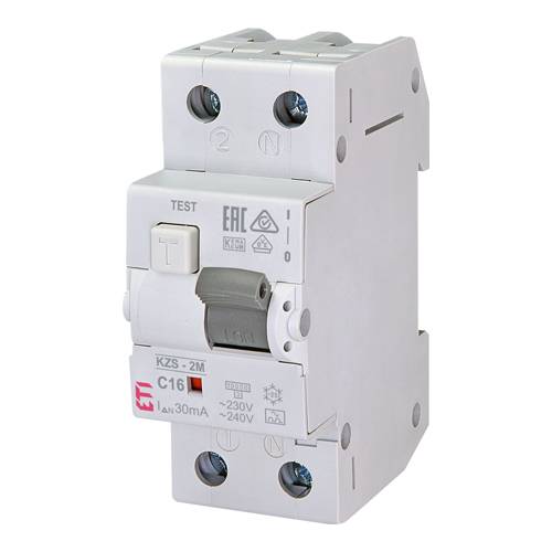 ETI 002173224 - FI-LS-Schutzschalter KZS-2M A C16/0.03 (Auslösecharakteristik C | 240 V | 50/60 Hz | 1-polig + N)-0