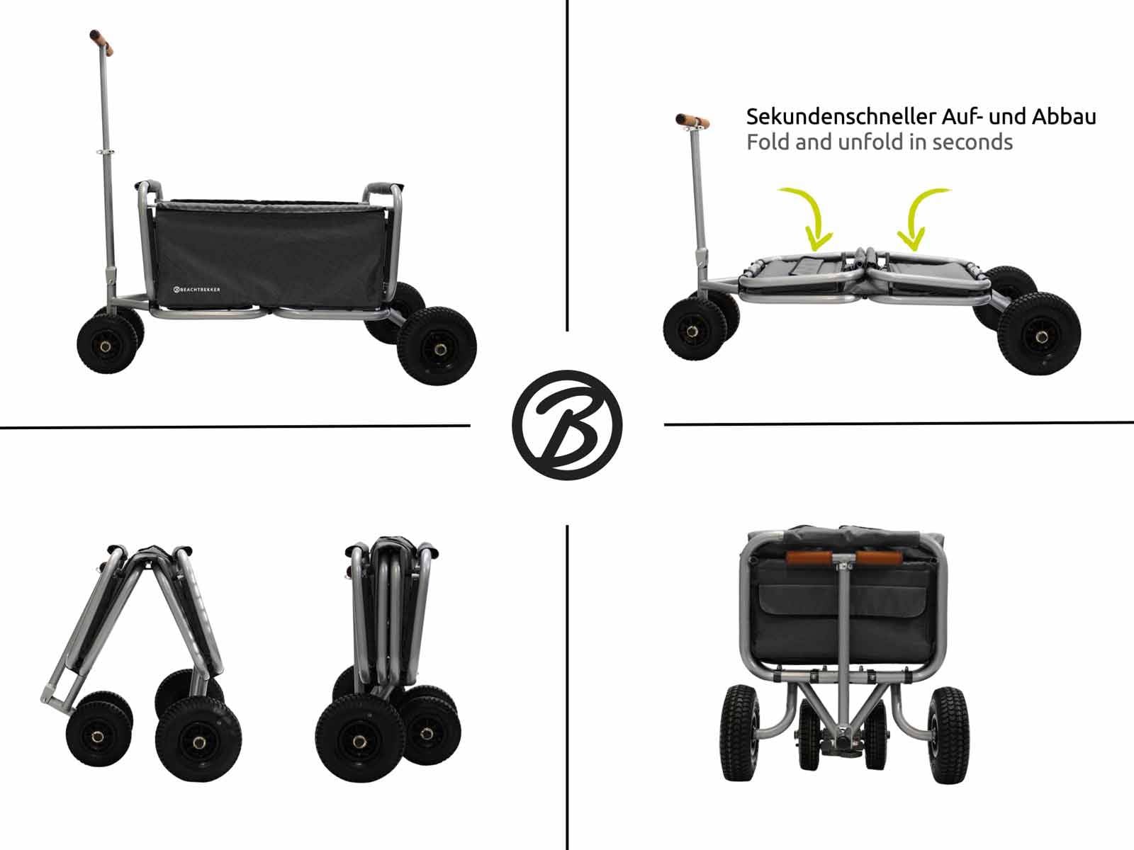 Beachtrekker faltbarer Bollerwagen Life mit integrierter Feststellbremse Schwarz und PU-Reifen-1