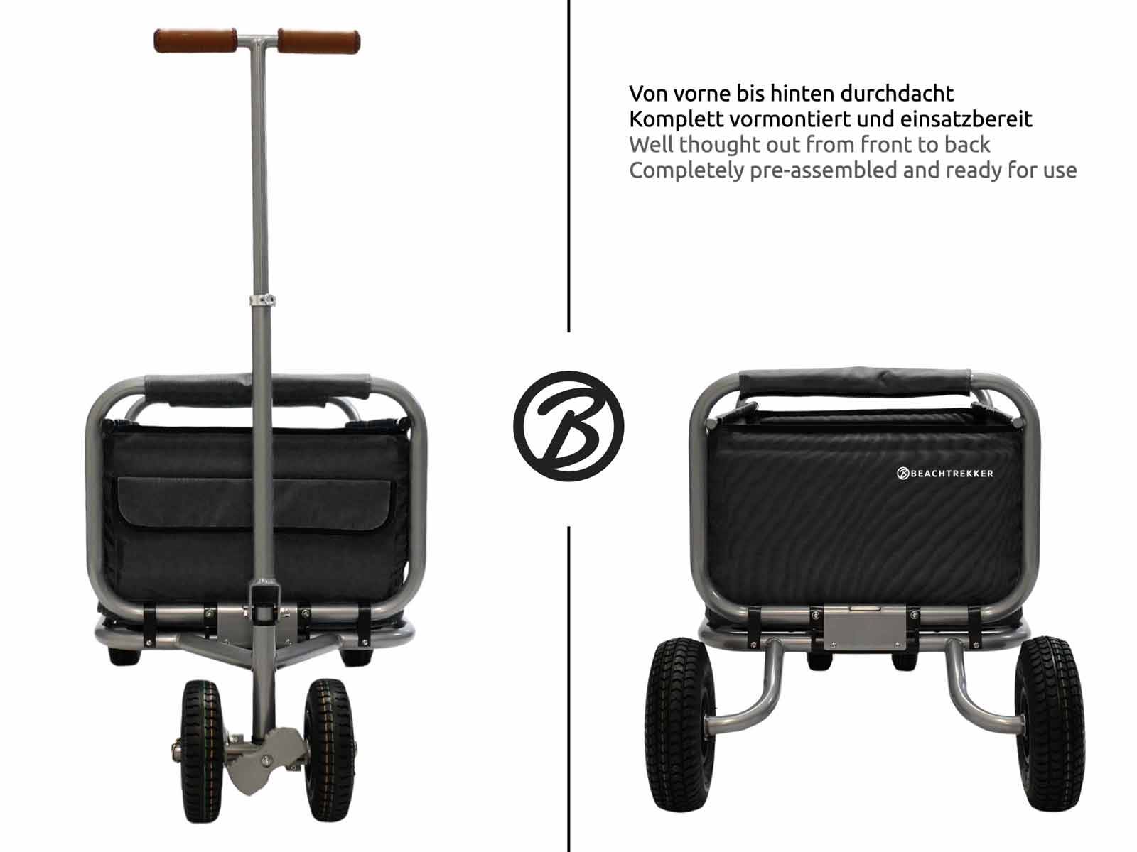 Beachtrekker faltbarer Bollerwagen Life mit integrierter Feststellbremse Schwarz und PU-Reifen-3