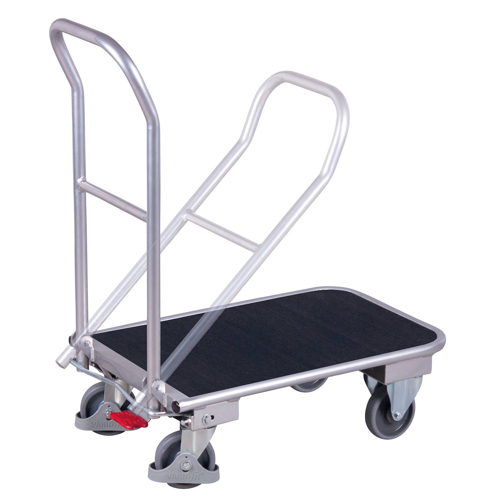 VARIOfit Klappbügelwagen mit Schiebebügel und Riefengummimatte aus Aluminium 900x600mm-0