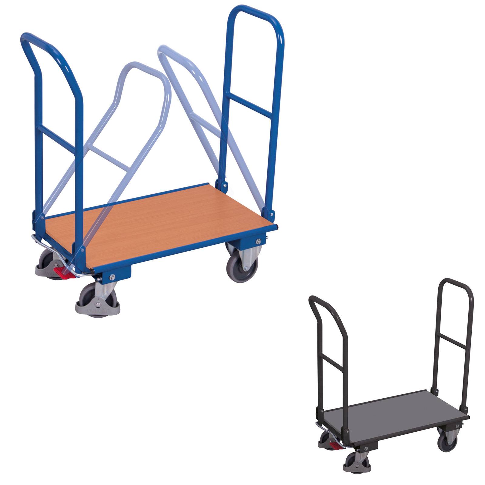 VARIOfit Klappbügelwagen mit 2 Bügeln 720x450mm Enzianblau RAL 5016-2