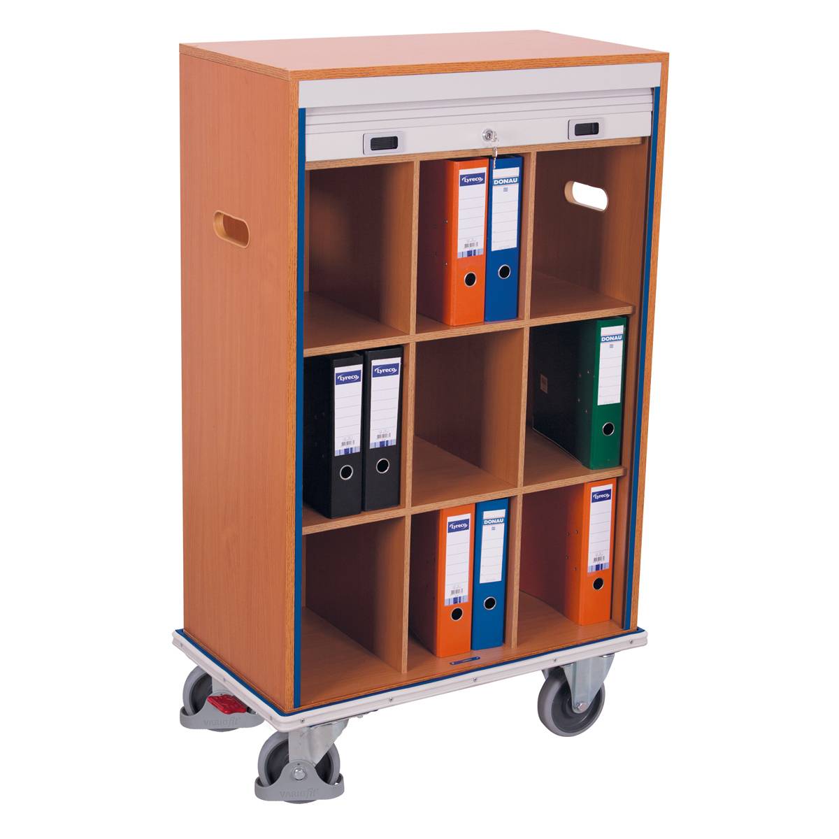 VARIOfit Aktenwagen mit 9 Fächern und verschließbaren Rolladen-0