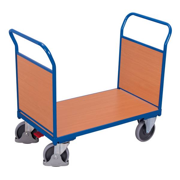 VARIOfit Doppel-Stirnwandwagen mit Holzwänden 1000x700mm Enzianblau RAL 5016