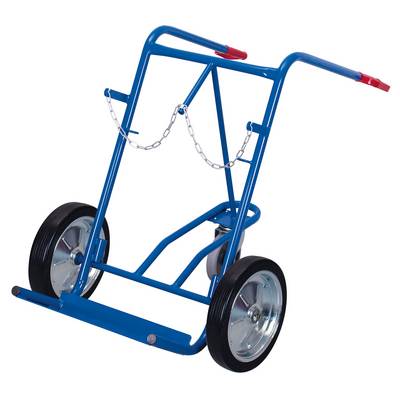 VARIOfit Stahlflaschenkarre 200kg Traglast für 2 Flaschen a 40-50 Liter mit Stützrad Vollgummibere-0