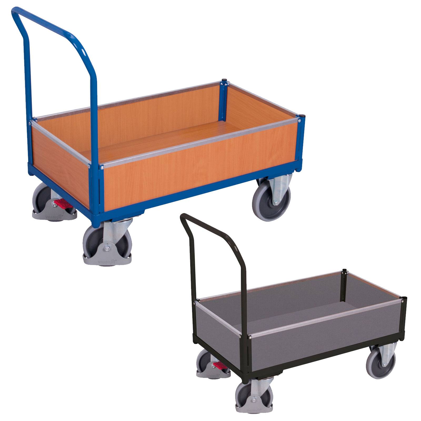 VARIOfit Kastenwagen mit 4 Holzwänden 860x450mm Enzianblau RAL 5016-1