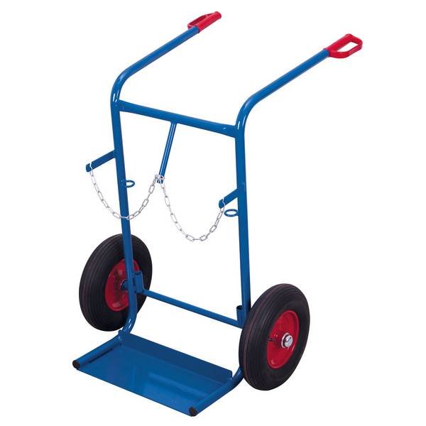 VARIOfit Stahlflaschenkarre 200kg Traglast für 2 Flaschen a 40-50 Liter Luftbereifung