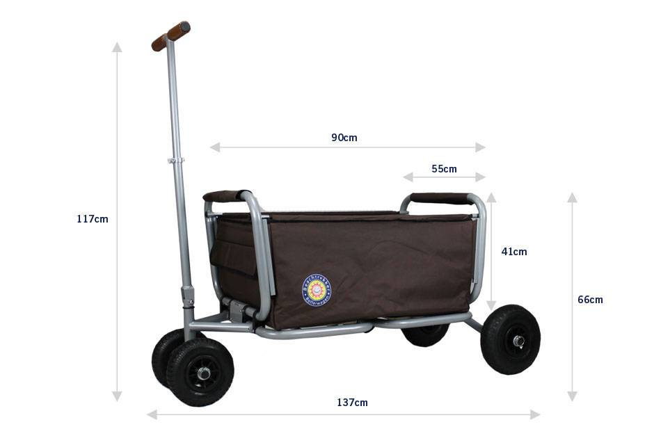 Beachtrekker faltbarer Bollerwagen Life mit integrierter Feststellbremse und Sonnenverdeck Braun und-2