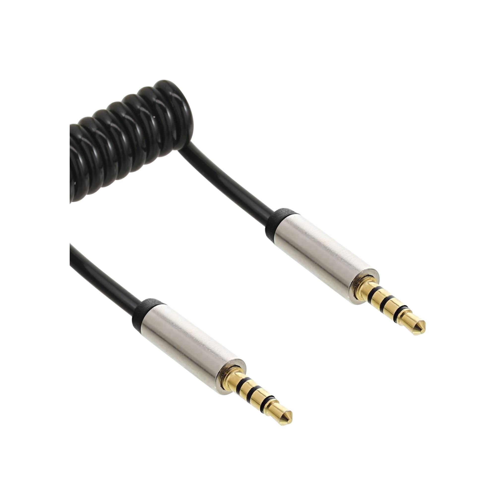 InLine® Slim Audio Spiralkabel Klinke 3,5mm ST/ST, 4-polig, Stereo, 2m-0
