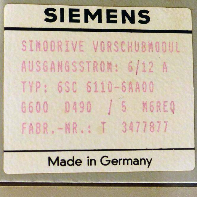 Siemens SIMODRIVE Vorschubmodul 6/12 A (6SC 6110-6AA00)-1