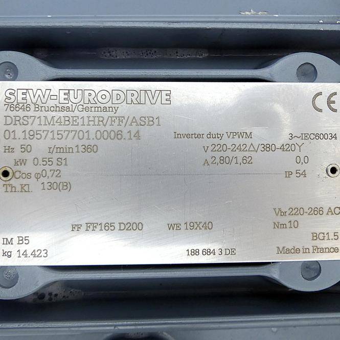 SEW-Eurodrive Drehstrommotor DRS71M4BE1HR/FF/ASB1 (DRS71M4BE1HR/FF/ASB1)-1