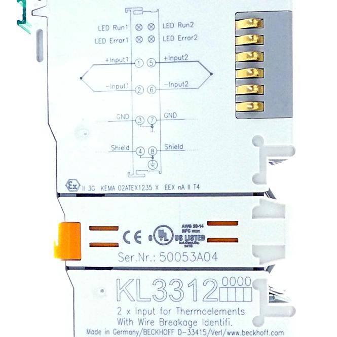Beckhoff KL3312, Busklemme, 2-Kanal-Analog-Eingang, Temperatur, Thermoelement, 16 Bit-1