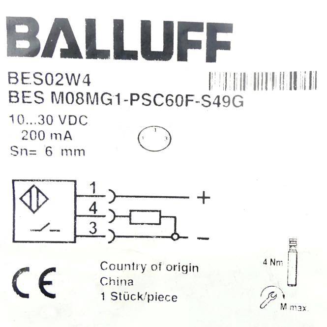 BALLUFF Induktiver Standardsensor BES02W4 BES M08MG1-PSC60F-S49G (BES M08MG1-PSC60F-S49G)-1