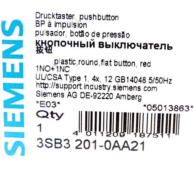 Siemens Drucktaster 22mm rot 3SB3201-0AA21 (3SB3201-0AA21)-2