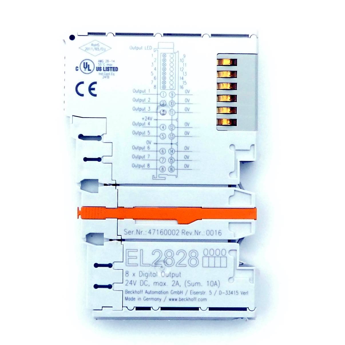Beckhoff EL2828, EtherCAT-Klemme, 8-Kanal-Digital-Ausgang, 24V DC, 2A-1