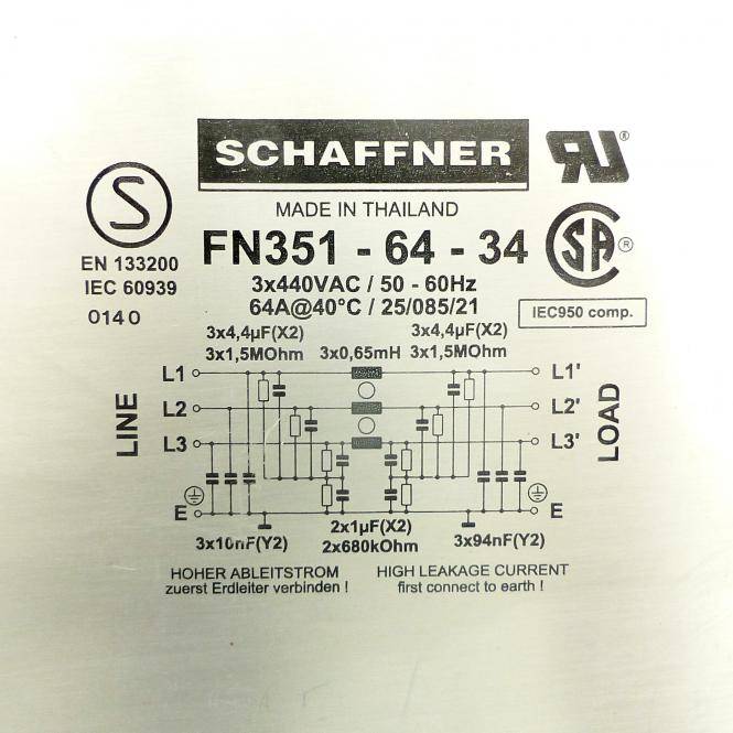Schaffner Universeller 3-Phasen EMV-Filter (FN351-64-34)-1