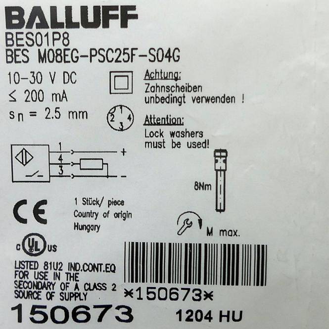BALLUFF Induktiver Standardsensor BES01PF (BES M08EH-PSC15B-S04G)-1