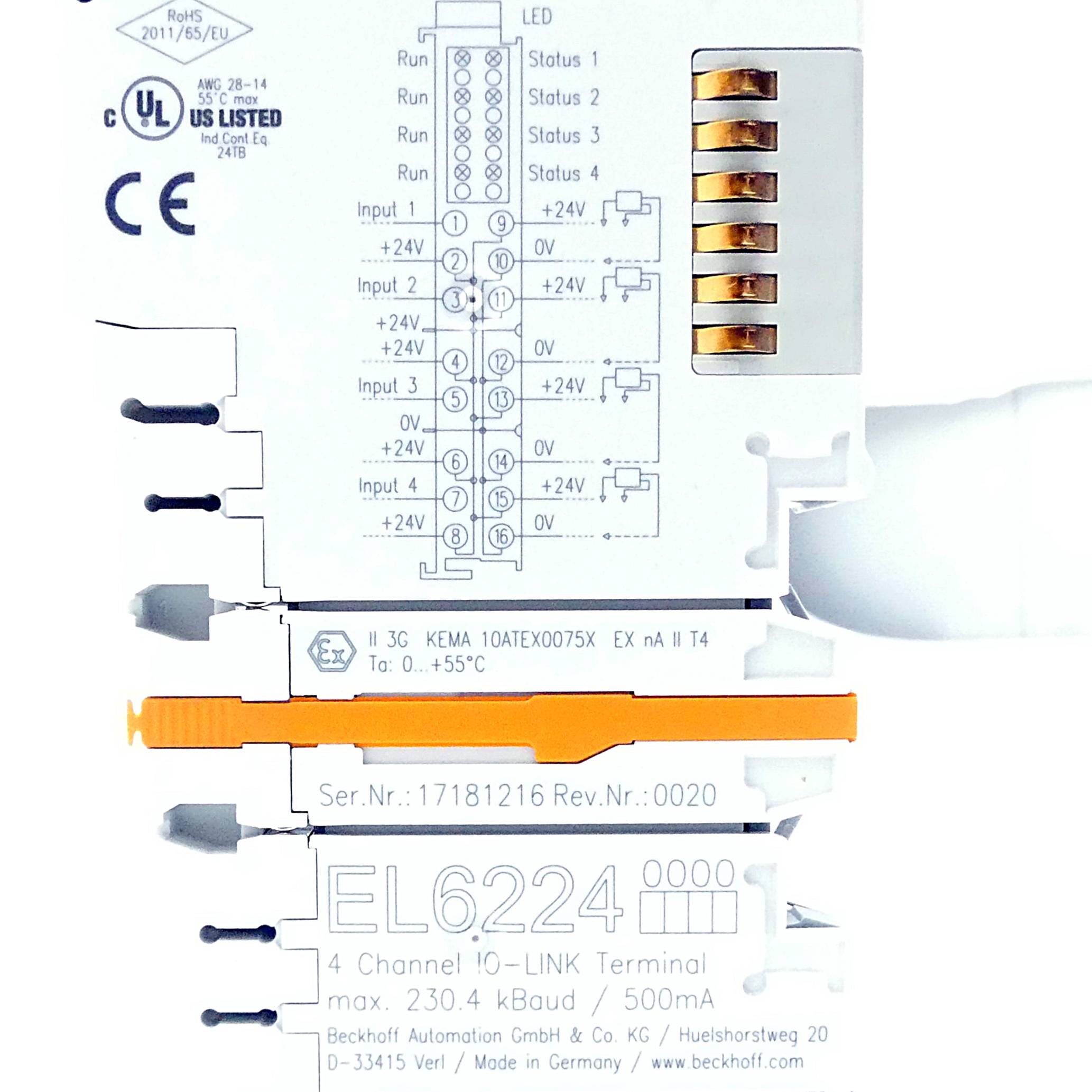 Beckhoff EtherCAT-Klemme 4-Kanal Kommunikations Interface EL6224 ( EL 6224 )-1