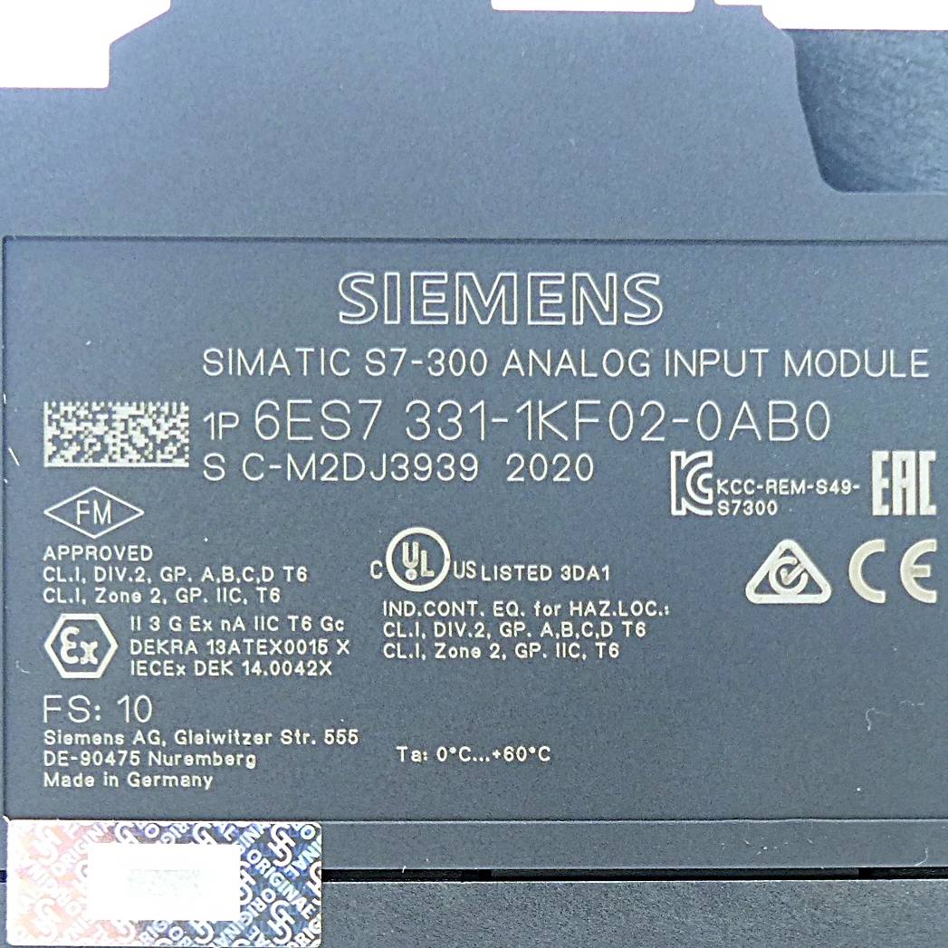 Siemens Dig.Industr. Analogeingabe 8AE 6ES7331-1KF02-0AB0-2
