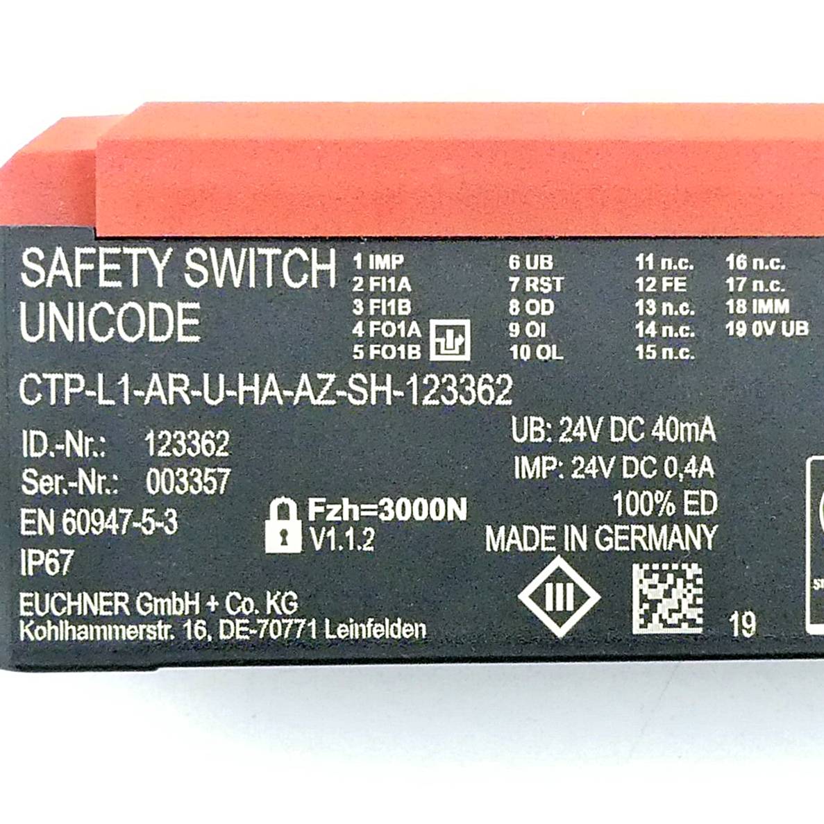 Euchner Sicherheitsschalter CTP-L1-AR-U-HA-AZ-SH (123362)-1
