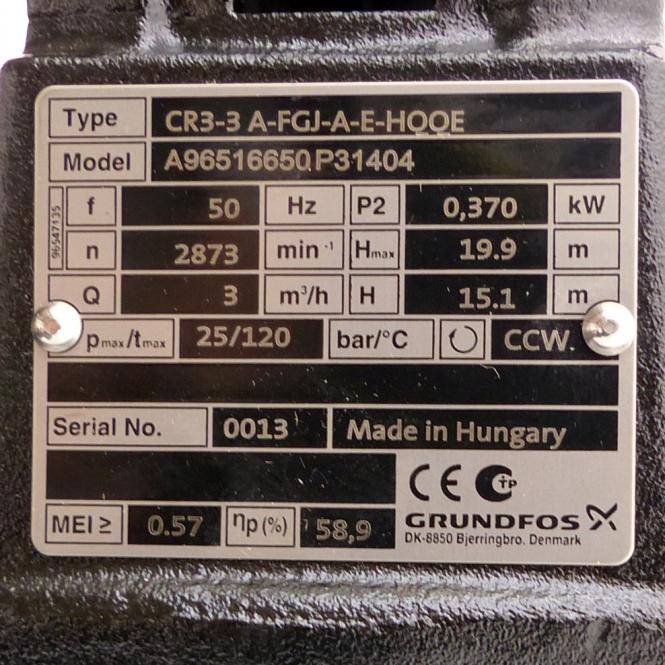 Grundfos Vertikale Kreiselpumpe A96516650P31404 (CR3-3 A-FGJ-A-E-HQQE)-1