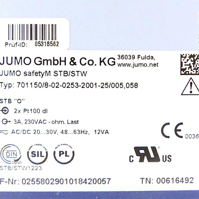 JUMO Sicherheitsemperaturbegrenzer und -wächter JUMO safety M STB/STW (701150/8-02-0253-2001-25/005,058)-1