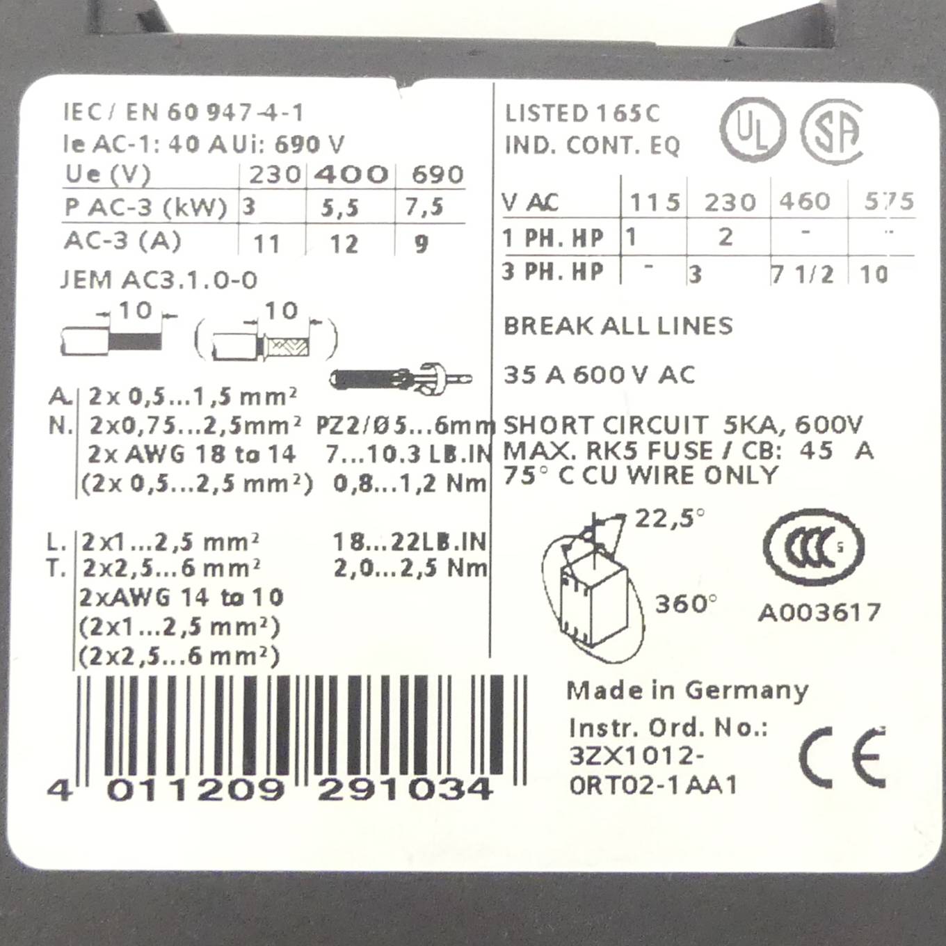 Siemens Sirius Schütz  (3RT1024-1BB40)-1