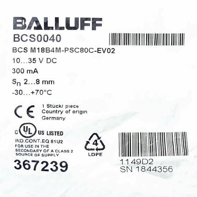 BALLUFF Kapazitiver Sensor BCS M18B4M-PSC80C-EV02 (BCS M18B4M-PSC80C-EV02)-1