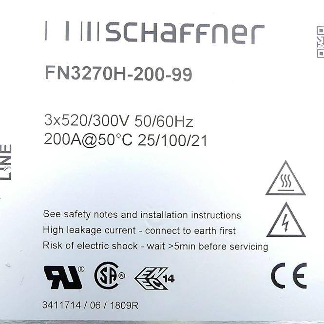 Schaffner Spannungsversorgungsleitungsfilter (FN3270H-200-99)-1