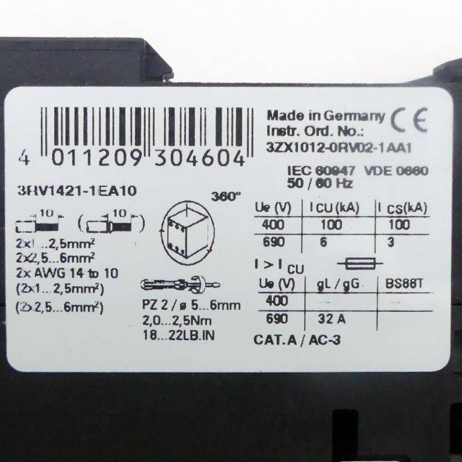 Siemens Sirius Motorschutzschalter (3RV1421-1EA10)-1