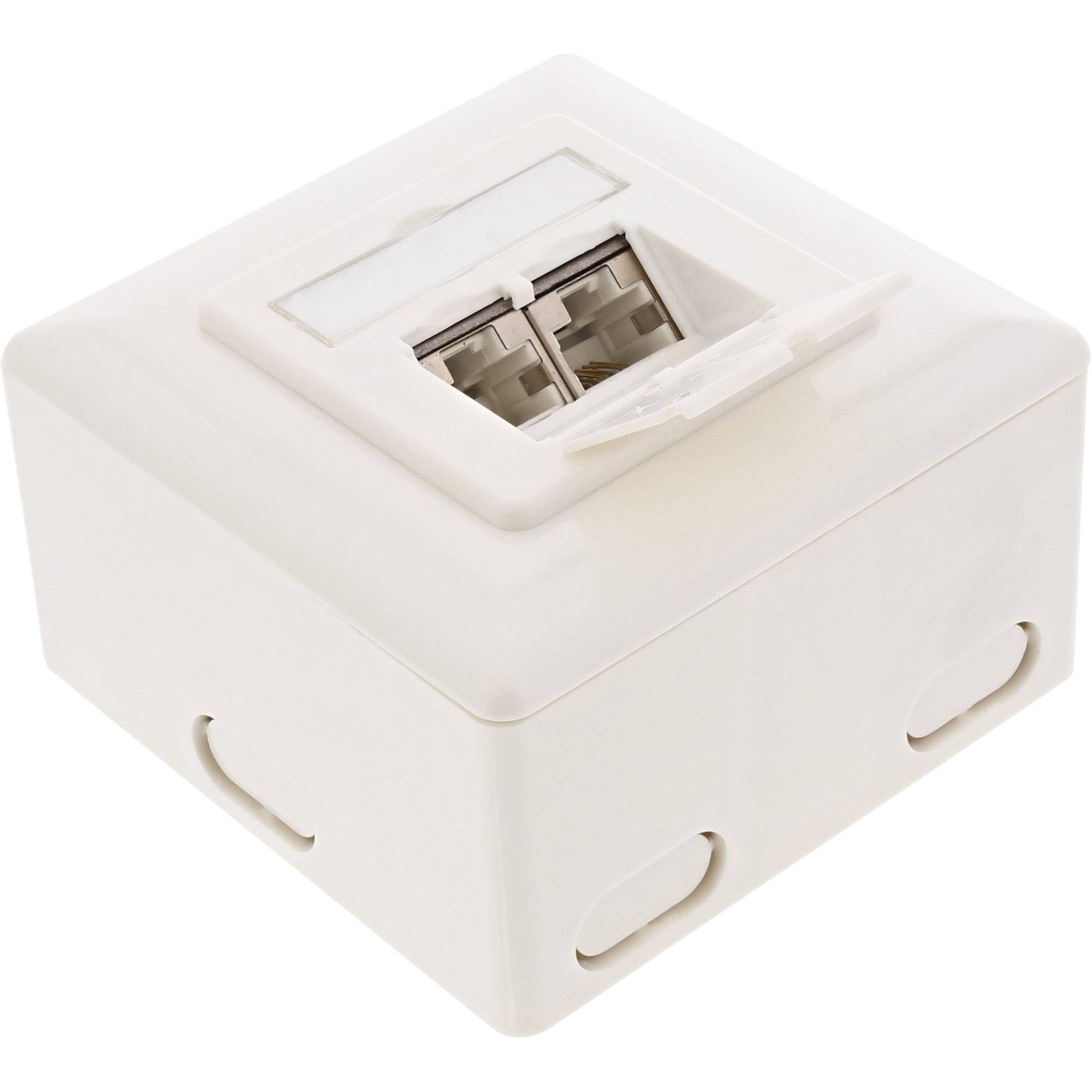 InLine® Cat.6 Anschlussdose, AP/UP 2x RJ45 Buchse, RAL9010, weiß, waagerecht-0