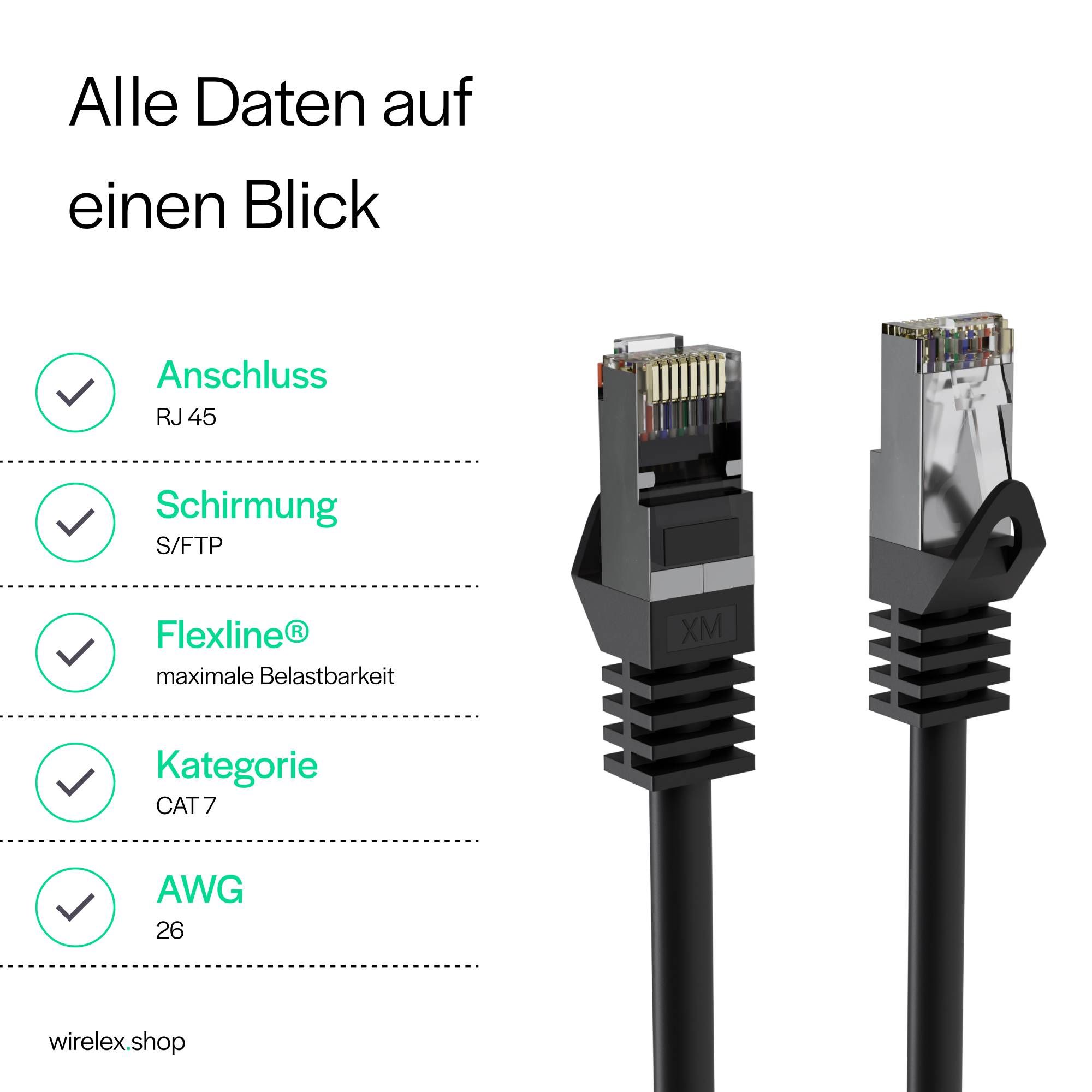 Flexline RJ45 Netzwerkkabel, Cat. 7, S/FTP, PUR, schleppkettentauglich, schwarz 25,00m-3