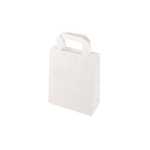 50 Tragetaschen, Papier 22 cm x 18 cm x 10 cm weiss mit Tragegriff-0
