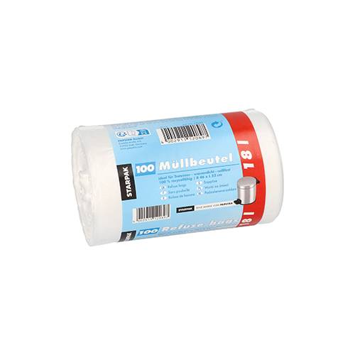 100 Müllbeutel, HDPE 18 l 52 cm x 46 cm weiss 9 my-0