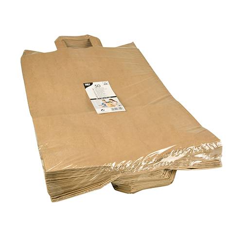 50 Tragetaschen, Papier 44 cm x 32 cm x 17 cm braun mit Tragegriff-1