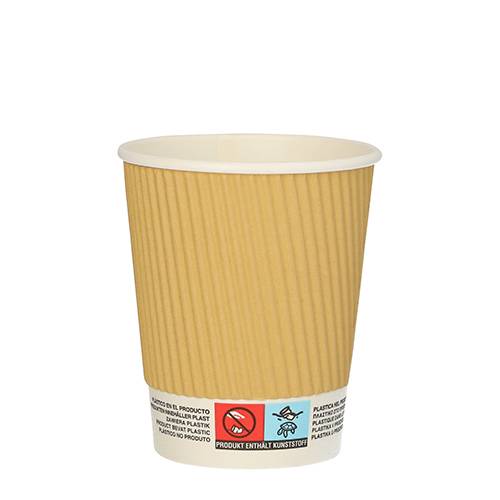 10 Trinkbecher, Pappe 0,2 l Ø 8 cm · 9 cm natur Ripple Wall-0