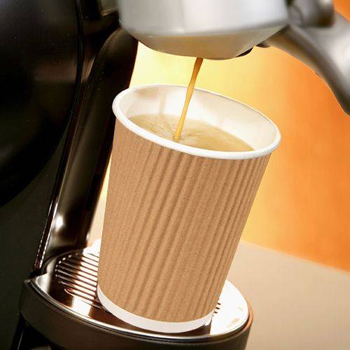 10 Trinkbecher, Pappe 0,2 l Ø 8 cm · 9 cm natur Ripple Wall-1