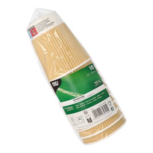10 Trinkbecher, Pappe 0,2 l Ø 8 cm · 9 cm natur Ripple Wall-2