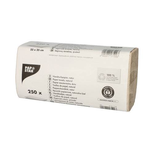 250 Blatt Handtuchpapier V-Falz 23 cm x 25 cm natur Zick Zack, 1-lagig-0