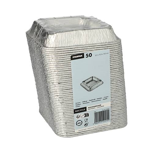 50 Aschenbecher, Alu eckig 2,2 cm x 12,5 cm x 12,5 cm-1