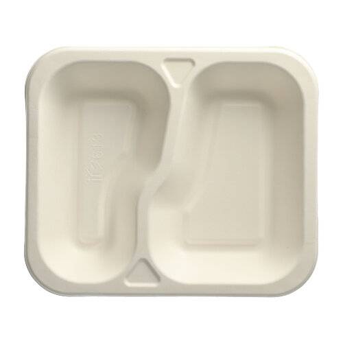 100 Siegelschalen Zuckerrohr 2-geteilt 1000 ml 4,2 cm x 21,2 cm x 25 cm weiss-0