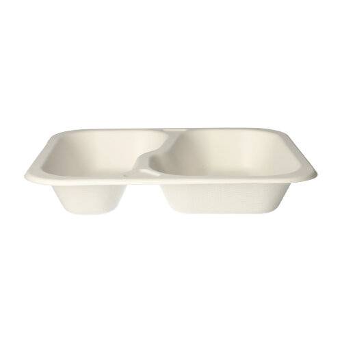 100 Siegelschalen Zuckerrohr 2-geteilt 1000 ml 4,2 cm x 21,2 cm x 25 cm weiss-2