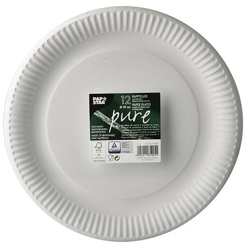 12 Teller, Pappe "pure" rund Ø 29 cm weiss-1