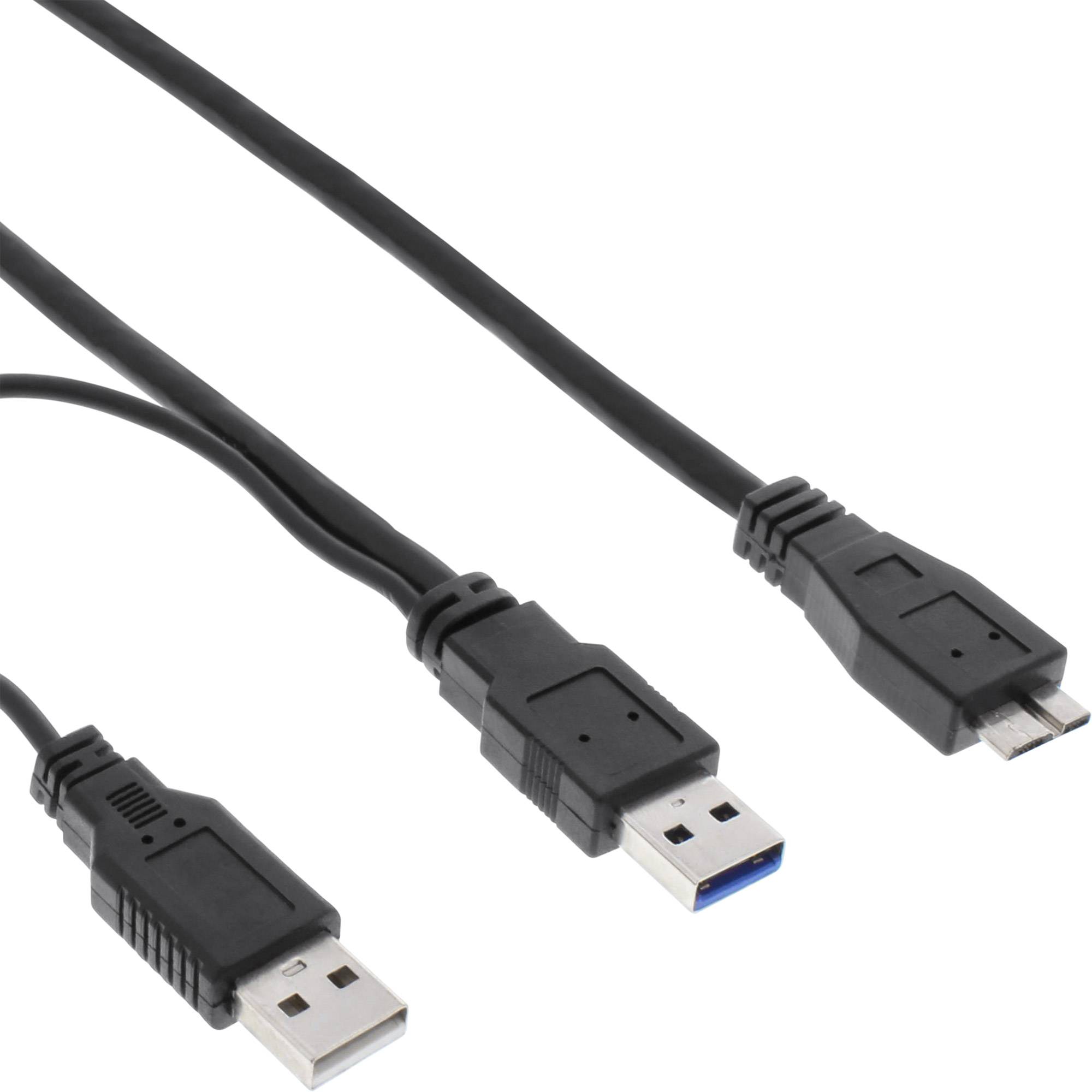 InLine® USB 3.2 Gen.1 Y-Kabel, 2x A an Micro B, schwarz, 1,5m-0