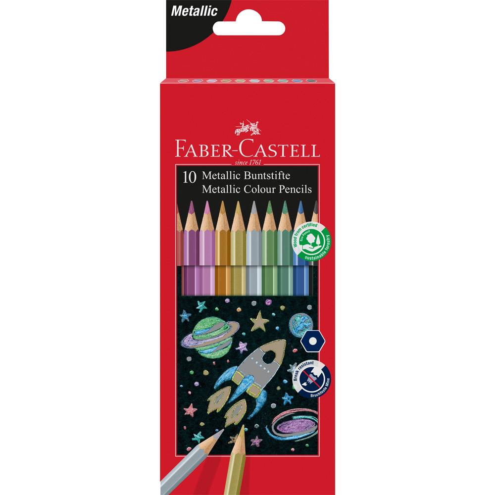 FABER-CASTELL Hexagonal-Buntstifte metallic, 10er Kartonetui-0