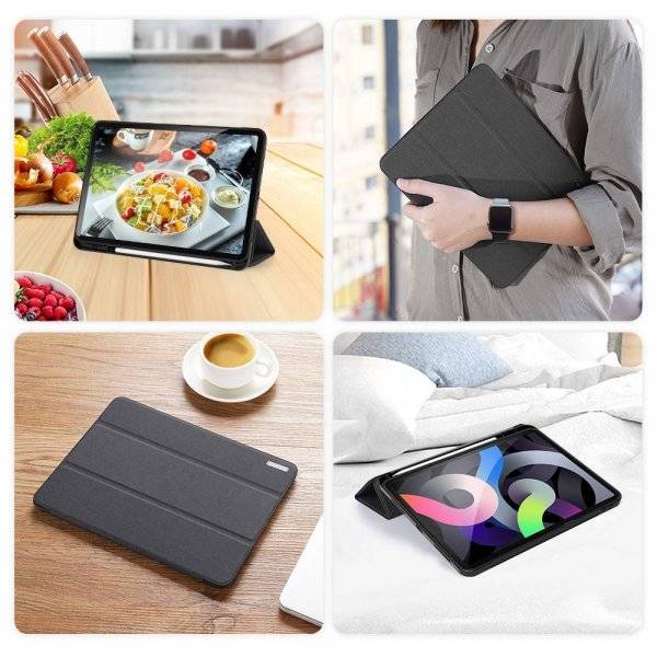 Dux Ducis Buch Tasche Hartschale mit Smart Sleep Standfunktion kompatibel mit iPad Air 11" 2024 Schwarz-3