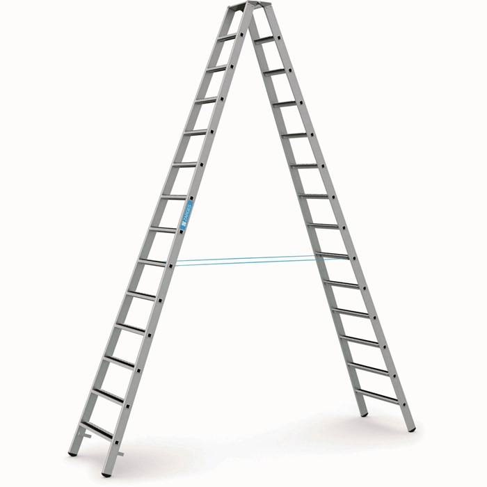 Stufen-Stehleiter R13step B 2x14 Stufen L.3,95m Arbeits-H.5,2m G.22,6kg Zarges-0
