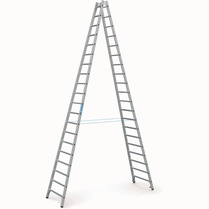 Stehleiter Coni B 2x20Sprossen L.5,7m Arbeits-H.6,7m LM Holm-H.73mm Zarges-0