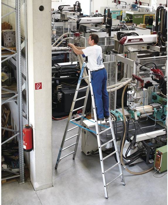 Stehleiter Coni B 2x20Sprossen L.5,7m Arbeits-H.6,7m LM Holm-H.73mm Zarges-1