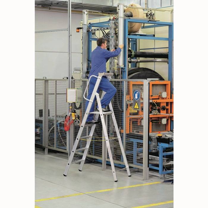 Stehleiter Meistertritt S 12Stufen L.4,28m Arbeits-H.5,1m LM gebördelt G.23,3kg-2